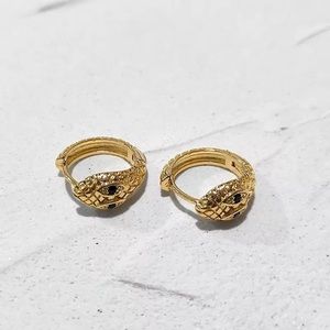 Trendy 18k Gold Snake Hoop Earrings